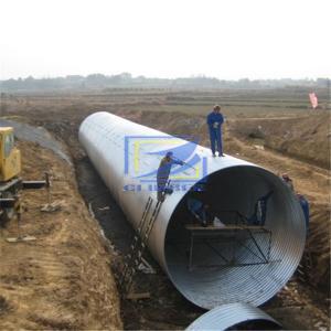 hot galvanzied corrugated steel pipe used as culvert , underpass